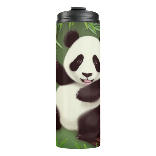 Cute Panda In Bamboo Forest Thermal Tumbler (Front)