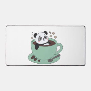 Cute Panda In Coffee Cup Coffee Lover Gift Desk Mat