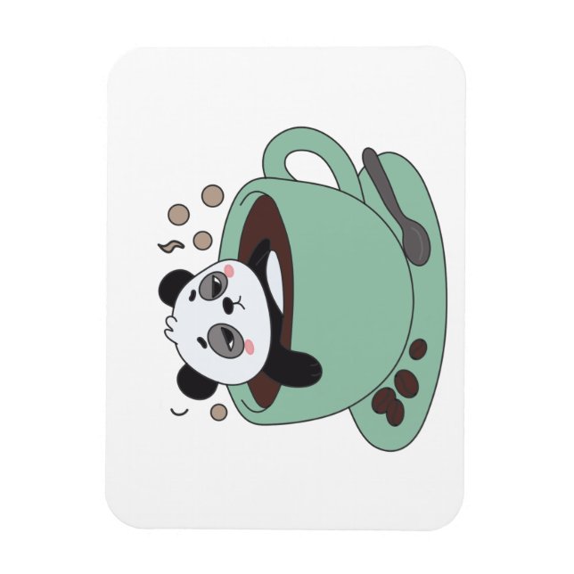 Cute Panda In Coffee Cup Coffee Lover Gift Magnet (Vertical)