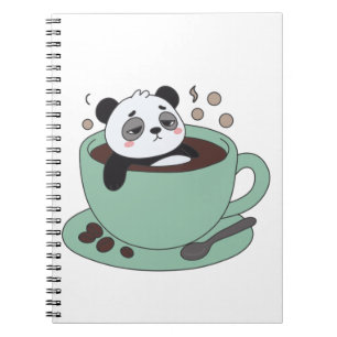Cute Panda In Coffee Cup Coffee Lover Gift Notebook