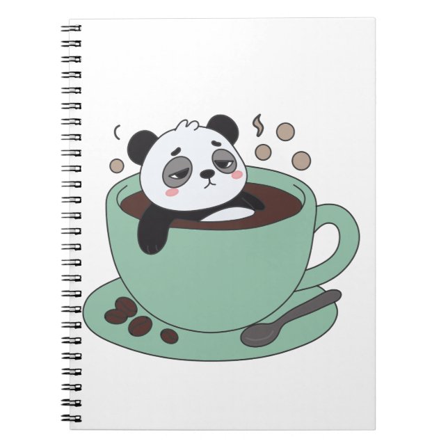 Cute Panda In Coffee Cup Coffee Lover Gift Notebook (Front)