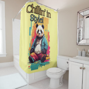 Cute Panda in Pants   Stylish Cartoon Design Shower Curtain