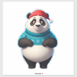 Cute Panda In Santa Hat And Christmas Sweater
