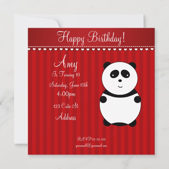 Cute panda invitation (Front)