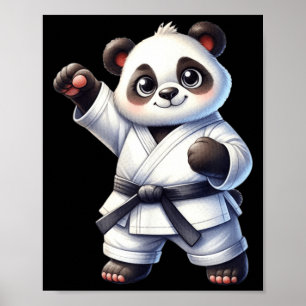 Cute Panda Karate Black Belt Martial Arts Fighter Poster