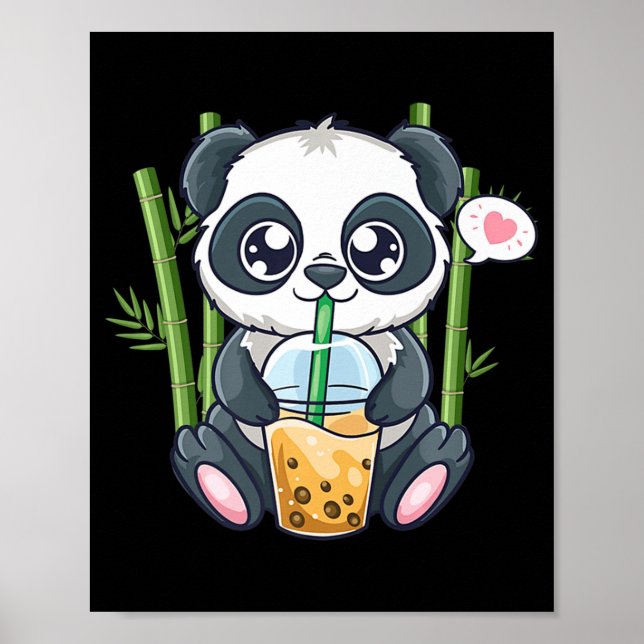 Cute Panda Kawaii Anime Otaku Japanese Bubble Boba Poster (Front)
