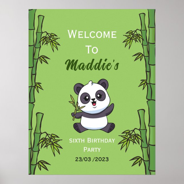Cute Panda Kiddie Birthday Party  Poster (Front)