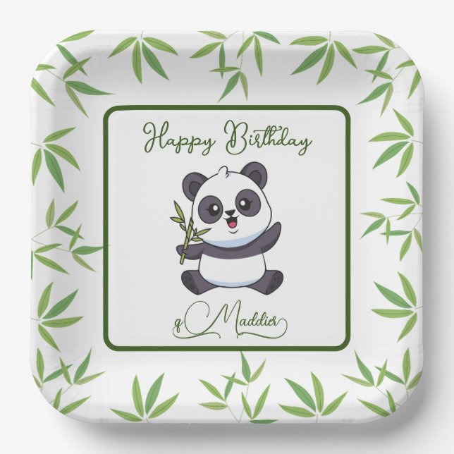 Cute Panda Kiddie Birthday Party Supplies   Paper Plate (Front)