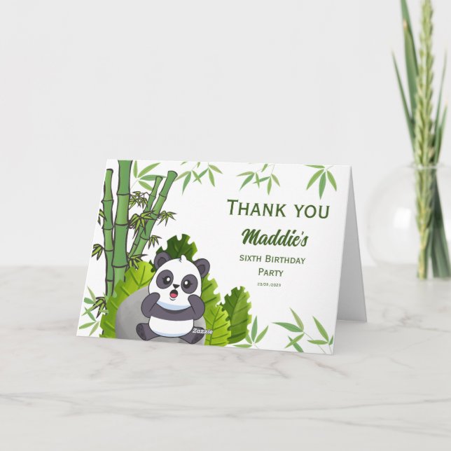Cute Panda Kiddie Birthday  Thank You Card (Back)