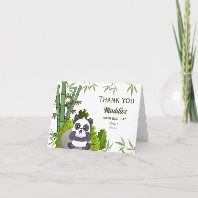 Cute Panda Kiddie Birthday  Thank You Card (Back)