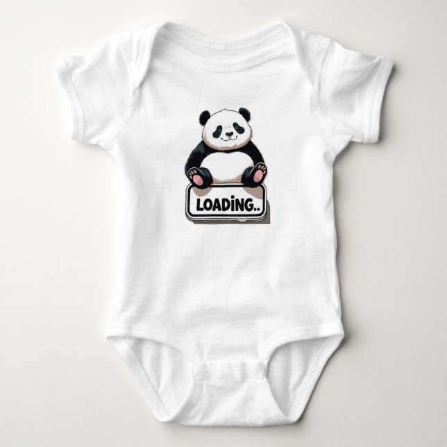 Cute Panda Loading Baby Bodysuit (Front)