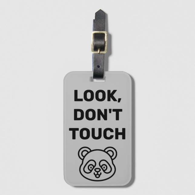 Cute Panda 'Look, Don't Touch' Warning Luggage Tag (Front Vertical)