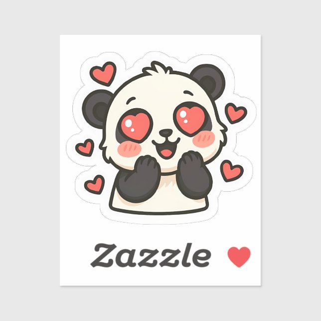 Cute Panda Love Sticker – Kawaii Heart Eyes Design (Sheet)