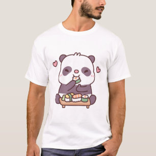 Cute Panda Loves Eating Japanese Sushi T-Shirt