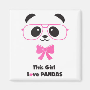 Cute Panda-loving Girl Funny Gles Bow Women  Magnet