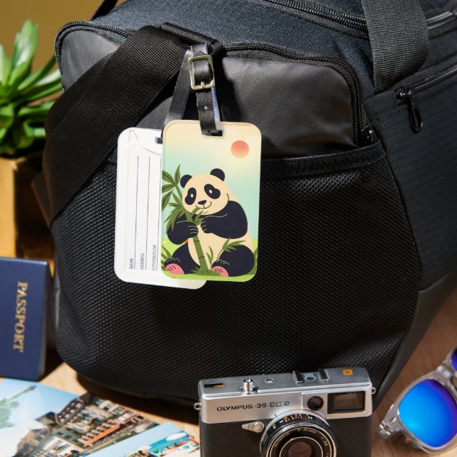 Cute Panda Luggage Tag | Kawaii Bambo (Front & Back)