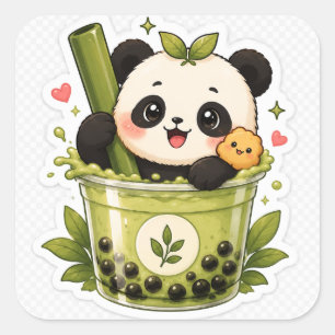 Cute Panda Matcha Bubble Tea Sticker Kawaii Anim
