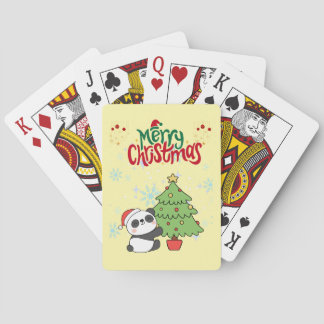 cute panda merry Christmas  Poker Cards