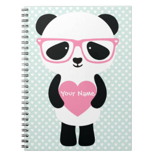 Cute Panda Mint/Pink Notebook