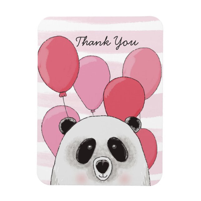 Cute panda. Modern kids animal. Pink thank you Magnet (Vertical)