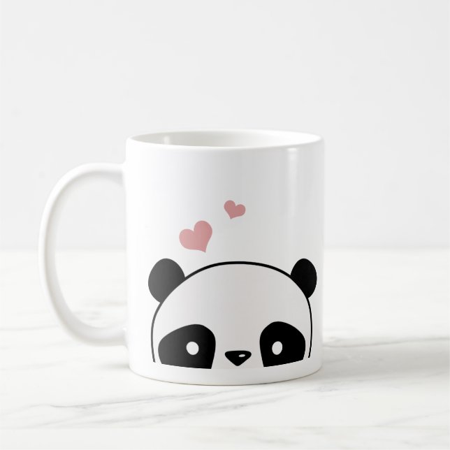Cute Panda Monogram Script Coffee Mug (Left)