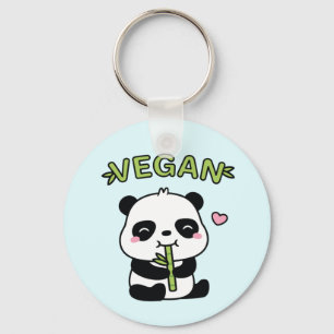 Cute Panda Munching Bamboo Vegan Key Ring