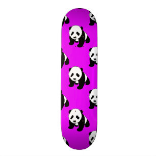 Cute Panda; Neon Purple, Black & White Skateboard