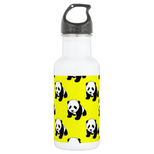 Cute Panda; Neon Yellow, Black & White 532 Ml Water Bottle