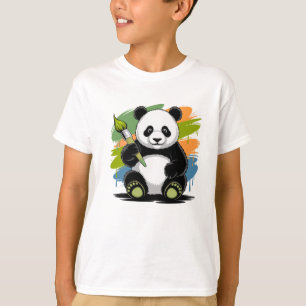 Cute Panda Painter Art Cartoon Animal Artist T-Shirt