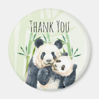 Cute Panda Pair & Bamboo Watercolor Thank You