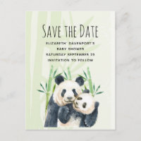 Cute Panda Pair Save the Date Baby Shower