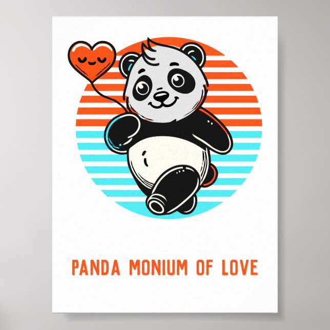  Cute Panda "Panda-monium of Love" Poster (Front)