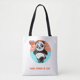 Cute Panda "Panda-monium of Love" Tote Bag
