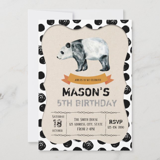 Cute panda party invitation (Front)