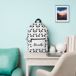 Cute Panda Pattern Black and White  Printed Backpack