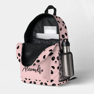 Cute Panda Pattern Custom Name Girly Pink Printed Backpack