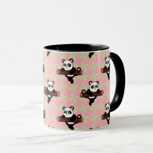 Cute Panda Pattern on Pink – Kawaii Seamless Mug