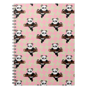 Cute Panda Pattern on Pink – Kawaii Seamless Notebook