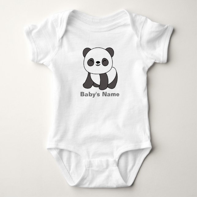 Cute Panda Personalised Baby Bodysuit (Front)