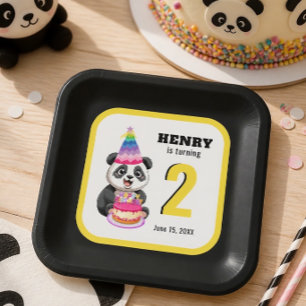 Cute Panda - Personalised Birthday Paper Plate