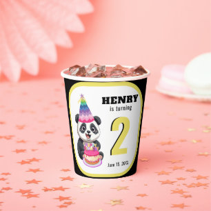 Cute Panda - Personalized Birthday Paper Cups