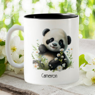 Cute Panda Personalized  Two-Tone Coffee Mug