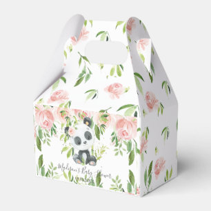 Cute Panda Pink Floral Bamboo Baby Shower Birthday Favour Box