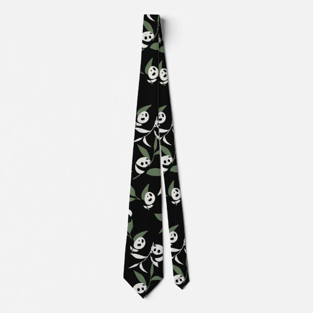 Cute Panda Playing Bamboo Garden Tie (Front)