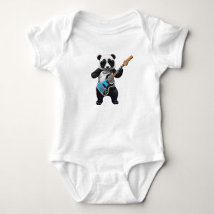 Cute Panda Playing Guitar, Music Panda Lovers Baby Bodysuit