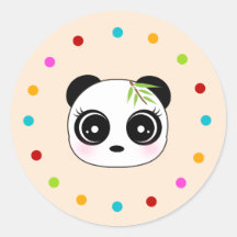 Cute panda, polka dot circle