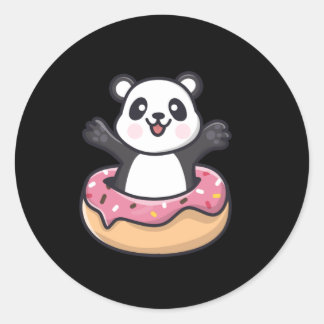 Cute Panda Popping Out Of A Doughnut Classic Round Sticker