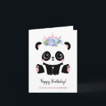Cute panda princess Happy Birthday  Card<br><div class="desc">Cute panda girl Happy Birthday Greeting Card. Kawaii style black and white panda bear with floral pink crown. Personalised text.</div>