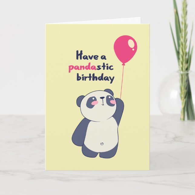 Cute Panda Pun Pandastic Bday Funny Birthday Card (Front)