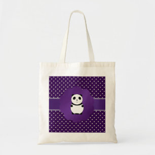Cute panda purple diamonds tote bag